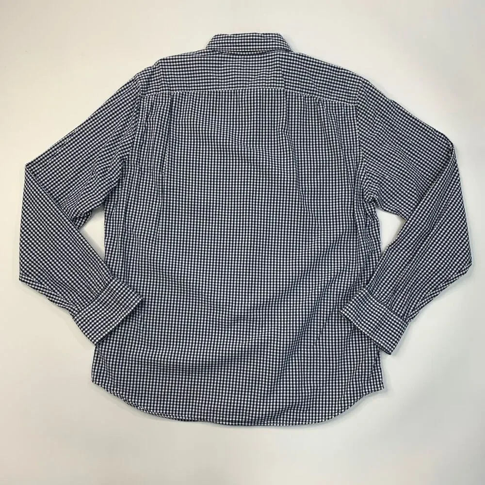 J Crew Shirt Mens Large Navy Gingham Check Button Down Woven Long Sleeve Cotton